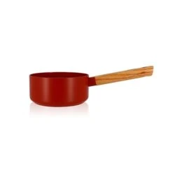 Casserole Ector Induction Aluminium Revêtu Manche En Bois 16 Cm Rouge