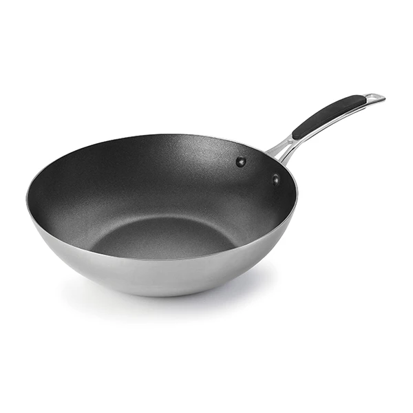 Wok Inox Anti Adhérent Trimetal 28 Cm