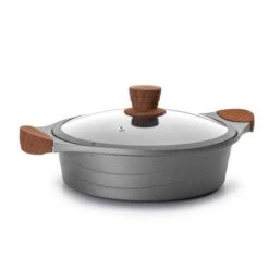 Faitout Bas Stilo Avec Poignées Imitation Bois Et Couvercle 28 Cm