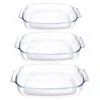 Set De 3 Plats à Four Rectangulaires En Verre Borosilicate