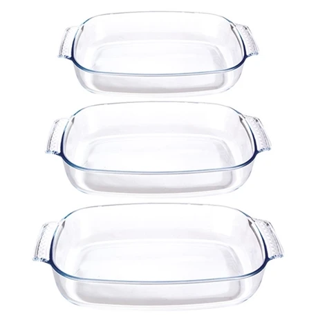 Set De 3 Plats à Four Rectangulaires En Verre Borosilicate