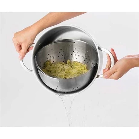 Faitout Inox 24 Cm Avec Panier Passoire Rotatif Et Couvercle En Verre 6,7 L - Image 2