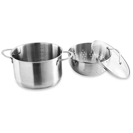Faitout Inox 24 Cm Avec Panier Passoire Rotatif Et Couvercle En Verre 6,7 L - Image 5