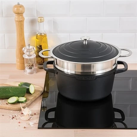 Lot Cocotte Légère Ronde Fonte Aluminium 24 Cm 4,5 L Et Panier Vapeur Multidiamètre - Image 3