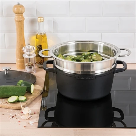 Lot Cocotte Légère Ronde Fonte Aluminium 24 Cm 4,5 L Et Panier Vapeur Multidiamètre - Image 4