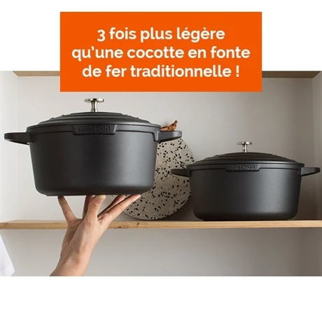 Lot Cocotte Légère Ronde Fonte Aluminium 24 Cm 4,5 L Et Panier Vapeur Multidiamètre - Image 5