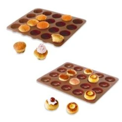 Lot De 2 Flexi'Plaques En Silicone - 20 Mini-muffins Et 20 Mini-savarins