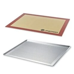 Lot Plaque à Pâtisserie Perforée 40 Cm Et Tapis De Cuisson Pro