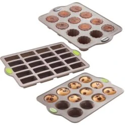 Lot De 3 Plaques Rigiflex : 20 Mini Financiers, 12 Muffins Et 12 Canelés