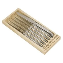 6 Couteaux Laguiole Tout Inox Et Coffret Bois